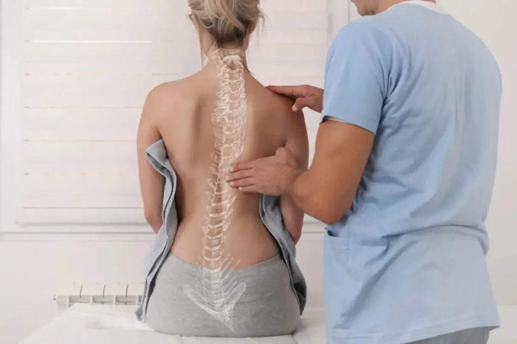 escoliosis congénita recibiendo evaluación médica.