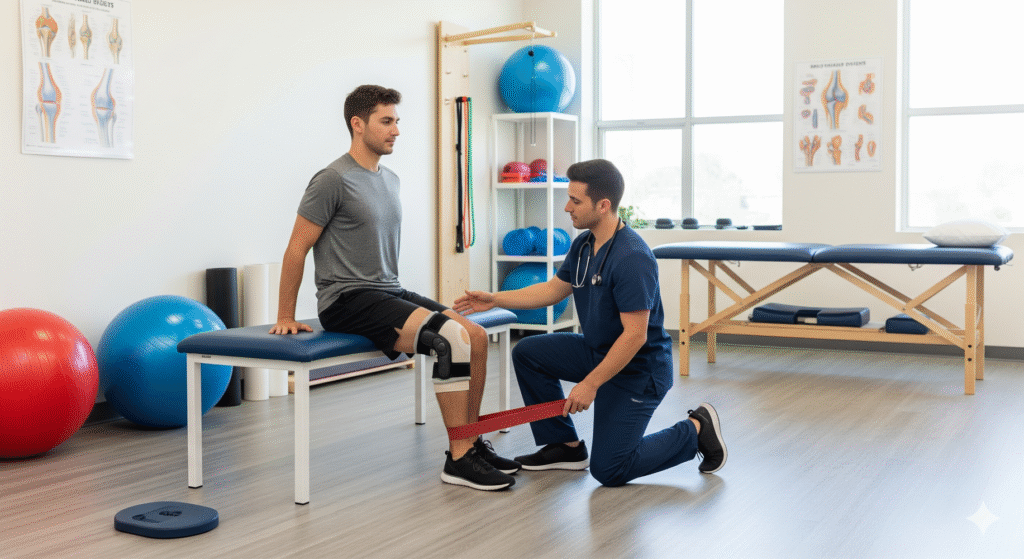 Ejercicios de fisioterapia para recuperación de lesión de meniscos- clínica de traumatología quirúrgica